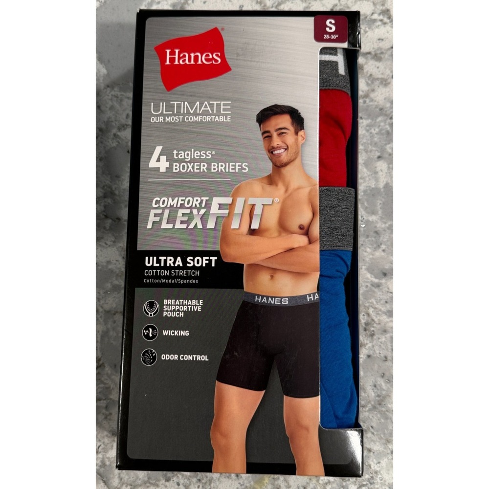 Hanes Ultimate Comfort Flex Fit Boxer Briefs Men Size S Multicolor UFBBA4